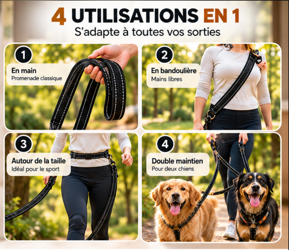 Laisse réglable pour chien Furléo en promenade