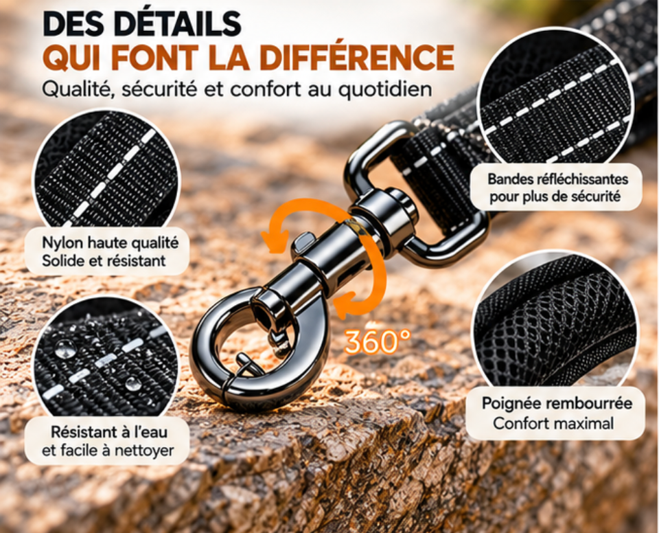 Utilisation de la laisse multiposition Furléo pour chien