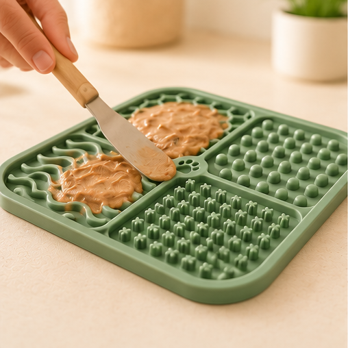Préparation du tapis de léchage Furléo Lick pour chien