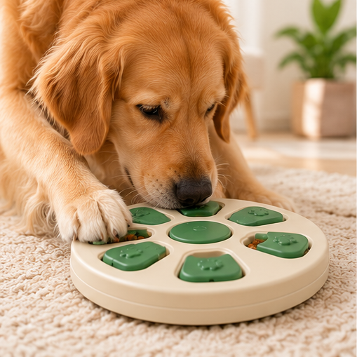 Chien utilisant le jouet interactif Furléo Puzzle