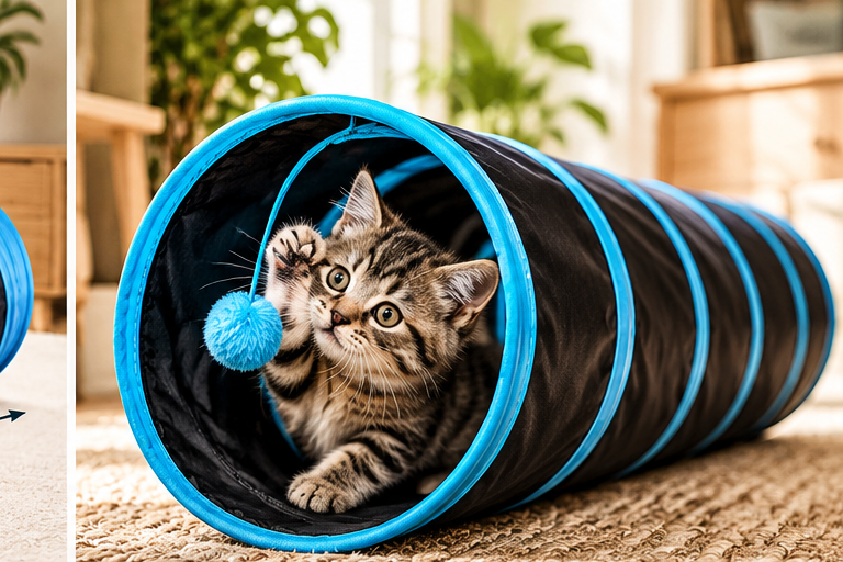 Chat jouant dans le tunnel pliable Furléo