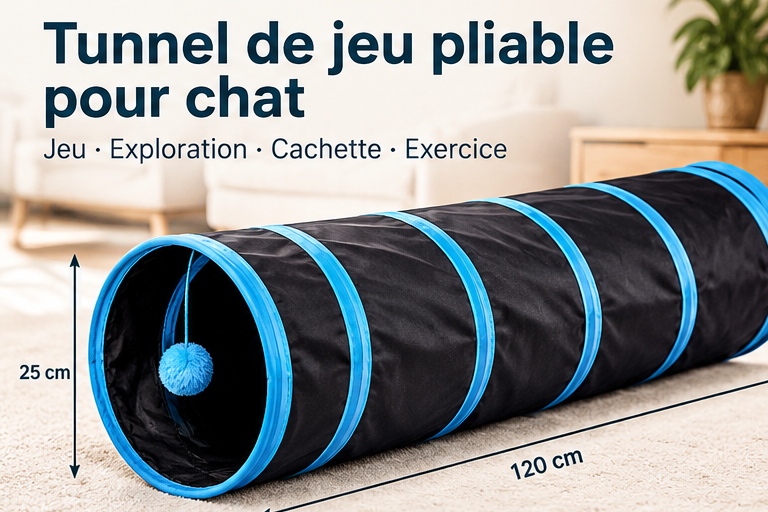 Tunnel pliable pour chat Furléo avec dimensions